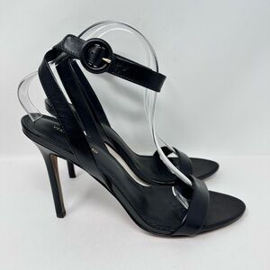 Veronica Beard Darcelle Single Sole Heeled Sandal Leather Black Size 9.5